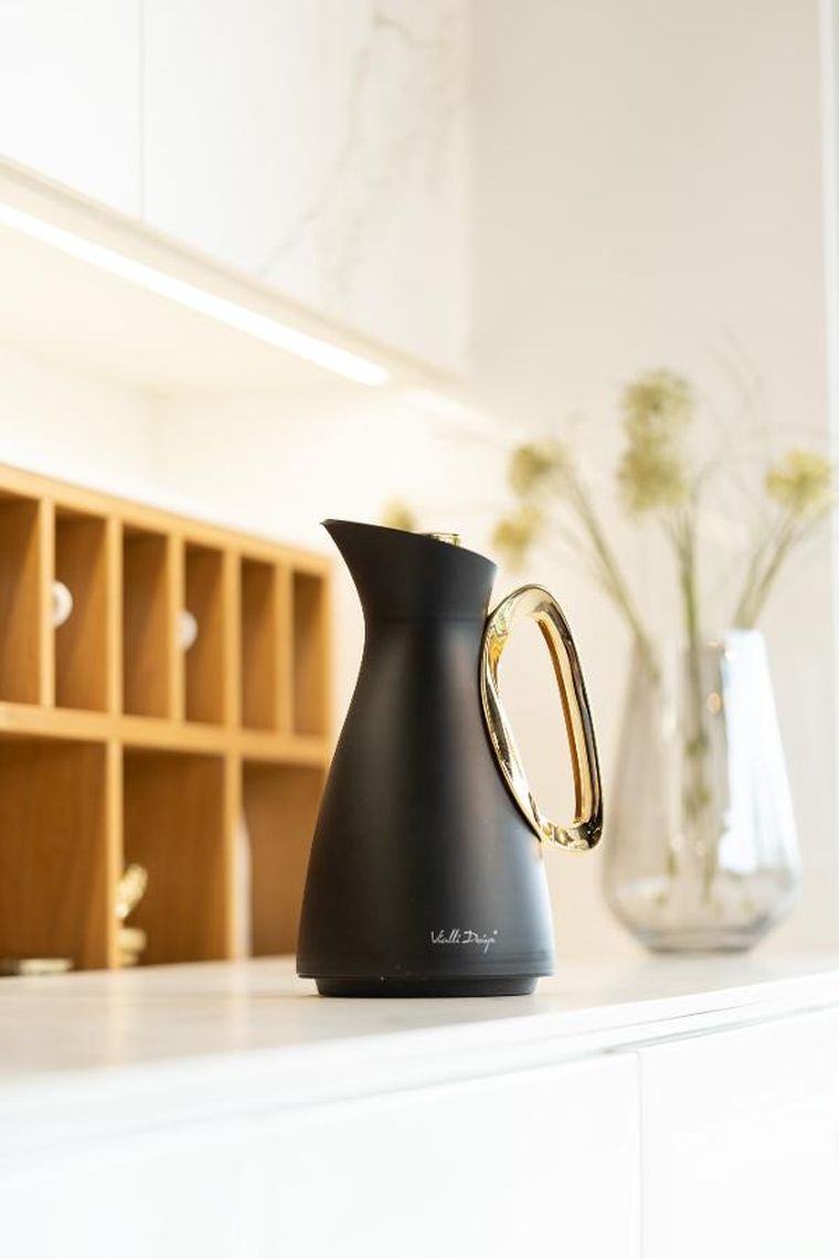 Vialli Design, termos z wkładem szklanym, Alessia, 1l, czarno-złoty