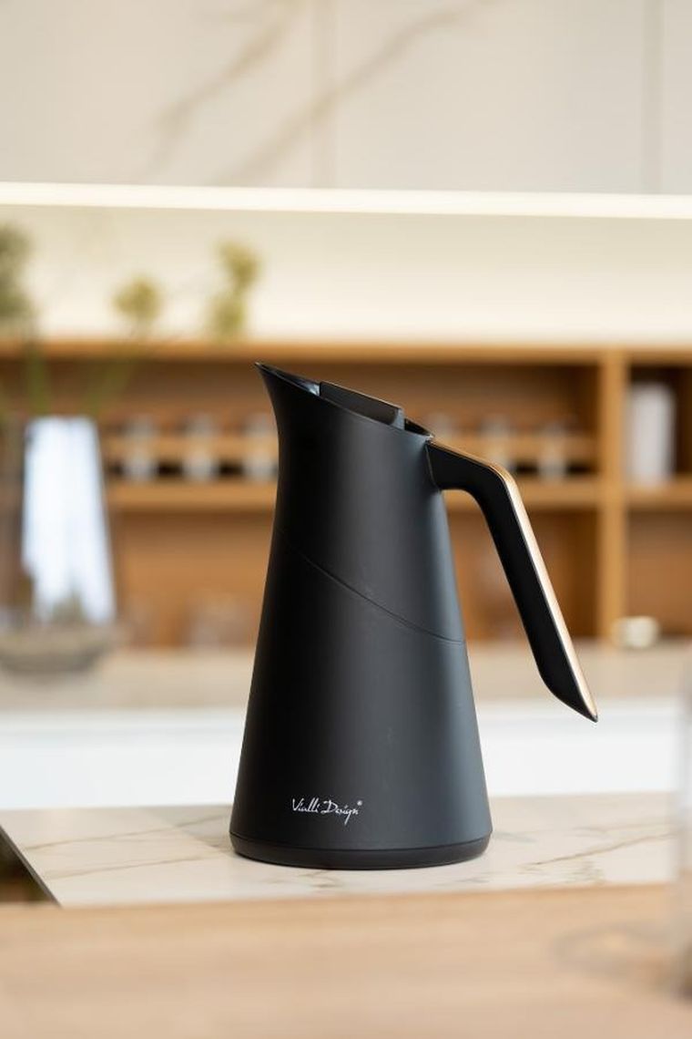 Vialli Design, termos z wkładem szklanym Soho, 1l, czarno-złoty