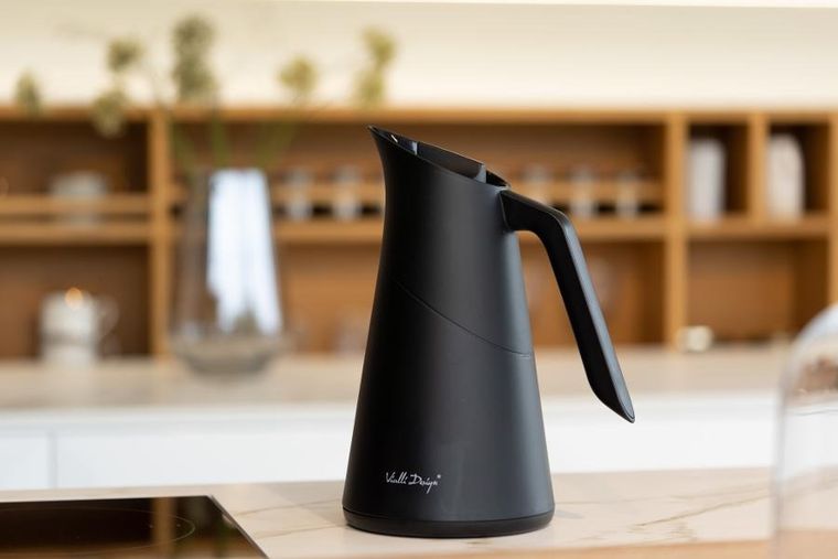 Vialli Design, termos z wkładem szklanym Soho, 1l, czarny