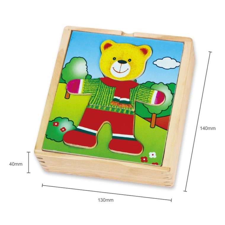 Viga, Chłopiec miś, ubieranka, drewniana układanka