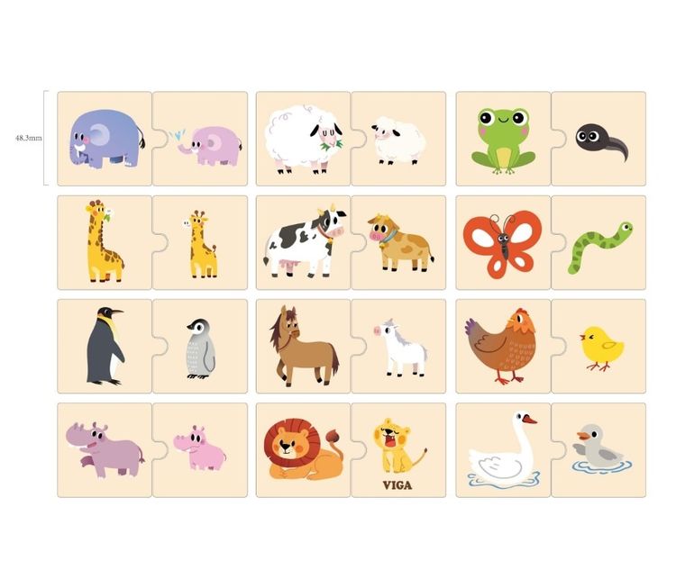 Viga, Mama i dziecko, połącz pary, puzzle logiczne