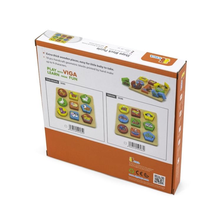 Viga, pojazdy, sorter, puzzle trójwymiarowe na podkładce