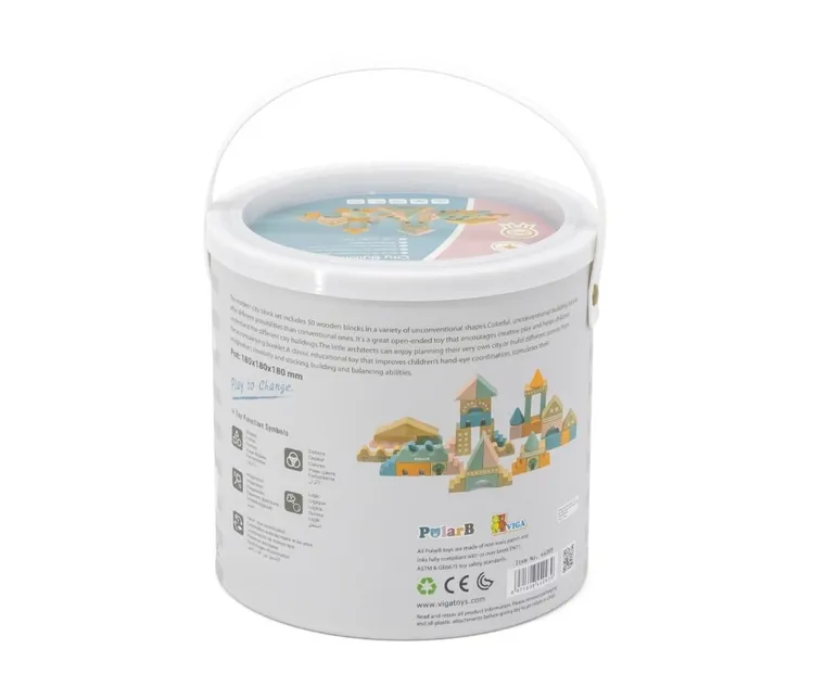 Viga, PolarB, Budowa miasta, klocki drewniane, 50 elementów