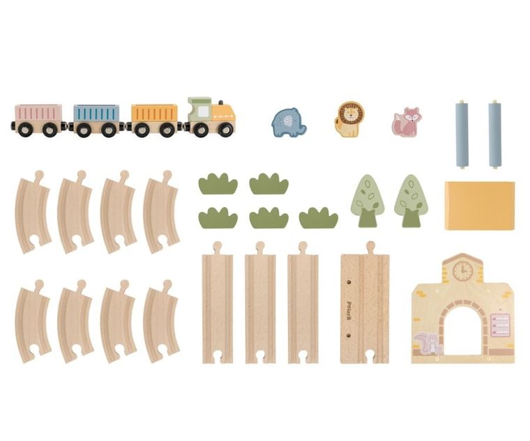 Viga, PolarB, drewniana kolejka z torami i stacją