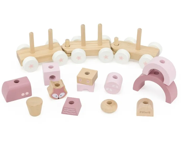 Viga, PolarB, drewniany pociąg z elementami do układania