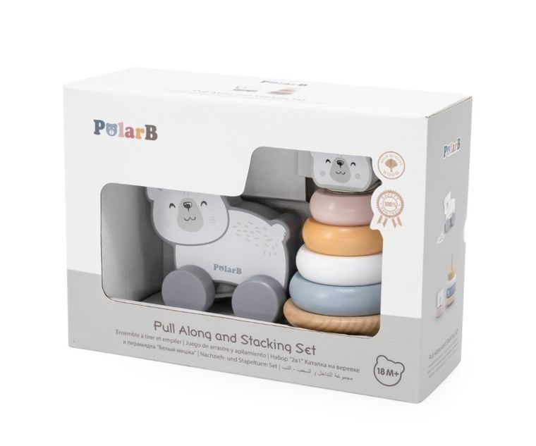 Viga, PolarB, zestaw do ciągnięcia i piramidka, miś