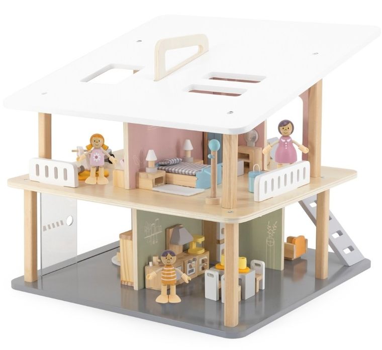Viga, PolarB, zestaw mebelków do domku dla lalek, sypialnia