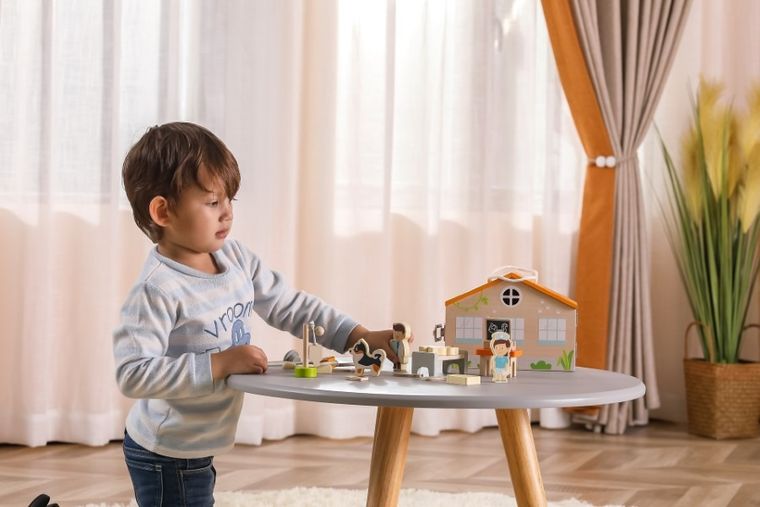 Viga, Szpital dla zwierząt, domek, drewniane klocki, figurki