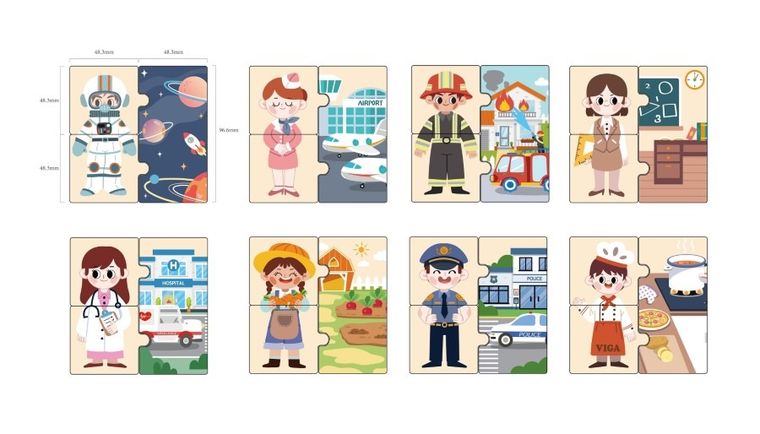 Viga, zestaw łamigłówek, dopasowywanie zawodów