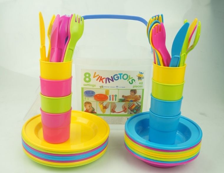 Viking Toys, naczynia w wiaderku, 48 elementów
