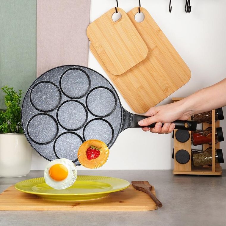 Vilde, Basic Line, patelnia do jajek, granitowa, 7 otworów, 26 cm