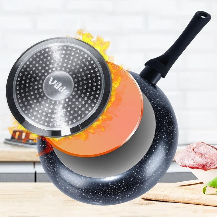 Vilde, Black Line, zestaw patelni granitowy, 20/24/28 cm, 3 szt.