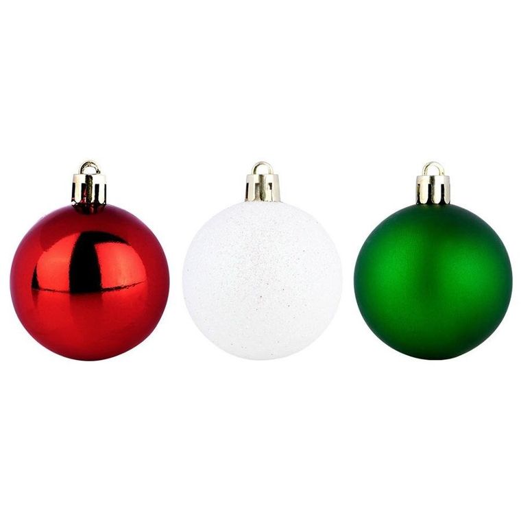 Vilde, bombki choinkowe nietłukące, czerwone, zielone, białe, 5 cm, 16 szt.
