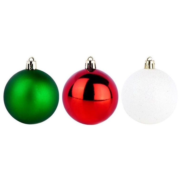 Vilde, bombki choinkowe nietłukące, czerwone, zielone, białe, 6 cm, 12 szt.