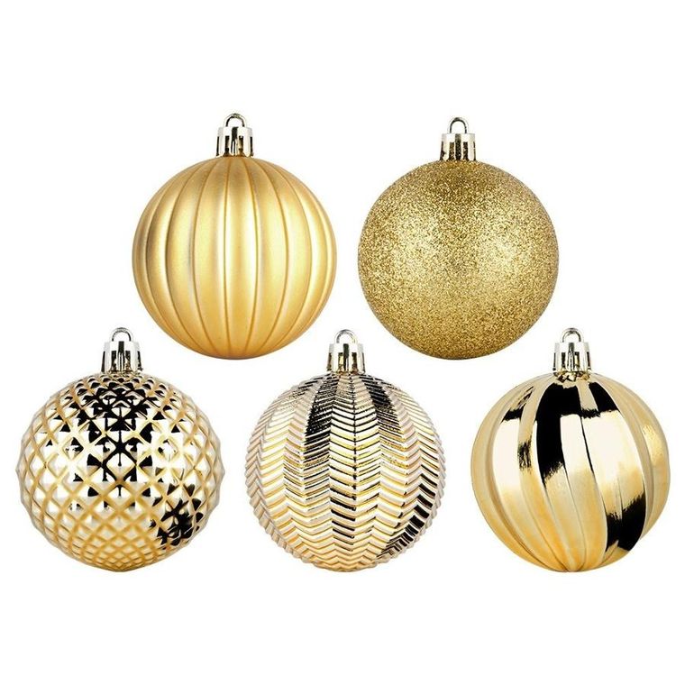 Vilde, bombki choinkowe, nietłukące, złote, 6 cm, 25 szt.