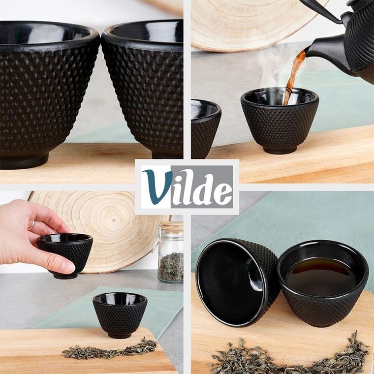 Vilde, Cast Line, czarki do herbaty żeliwne emaliowane, 60 ml, 2 szt.