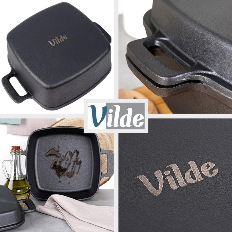 Vilde, Cast Line, garnek z pokrywką, żeliwny, 2w1, 4,5l, 1,8 l