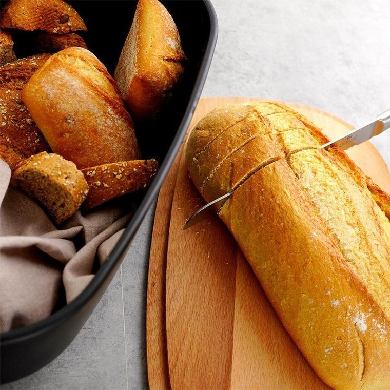 Vilde, chlebak, z drewnianą deską, czarny, 39-23.5-15.5 cm