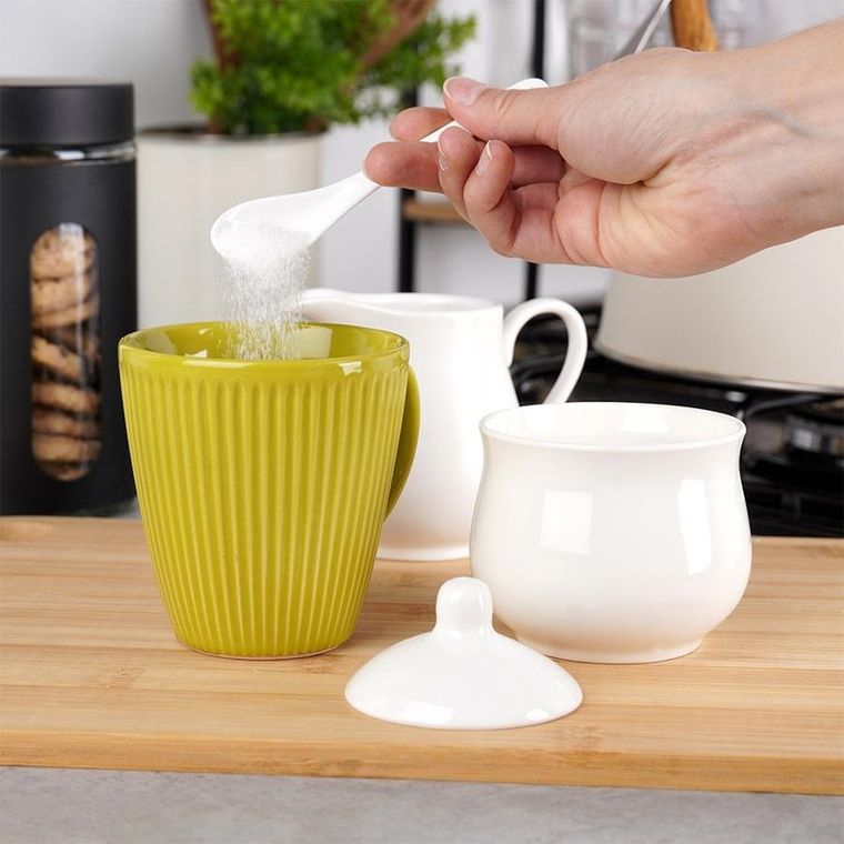 Vilde, cukierniczka i mlecznik, porcelanowe, białe, 3 elementów