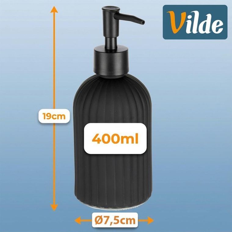 Vilde, dozownik do mydła, szklany, czarny, 400 ml