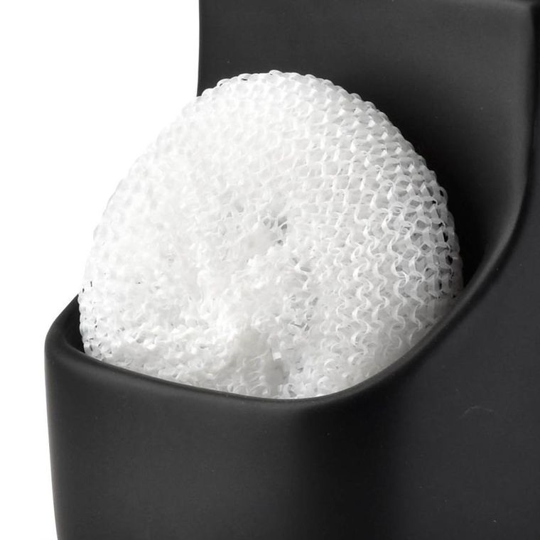 Vilde, dozownik płynu do naczyń z pojemnikiem na gąbkę i z gąbką ceramiczny, czarny, 400 ml