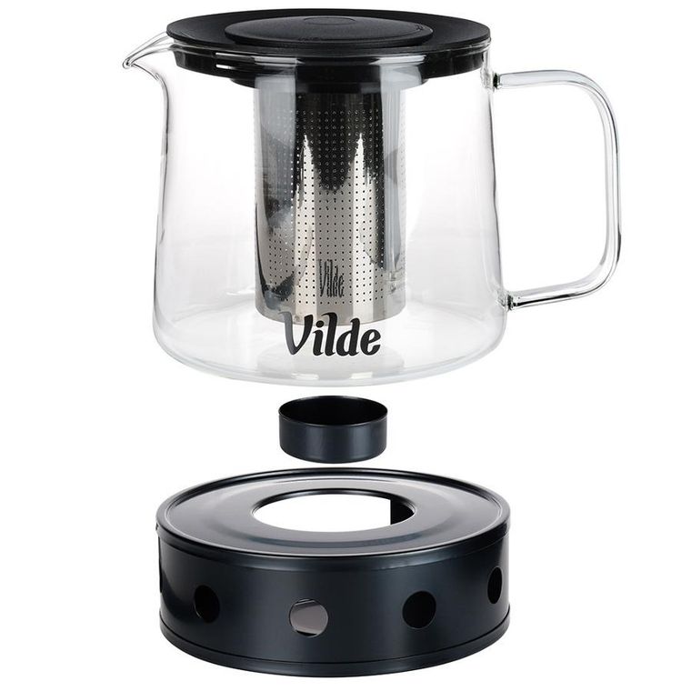 Vilde, dzbanek z zaparzaczem do herbaty, szklany, żaroodporny z podgrzewaczem, 1,5l