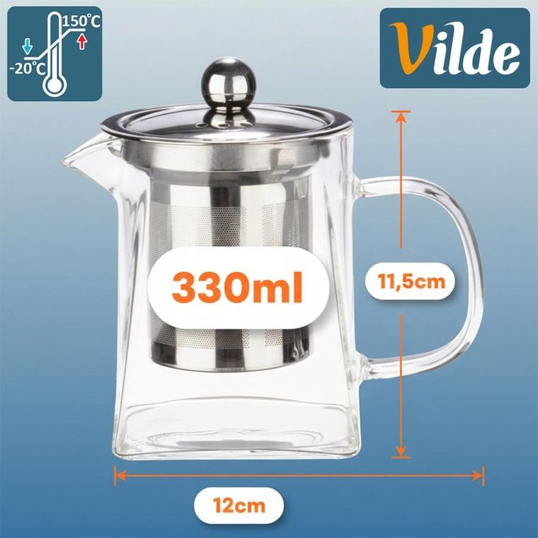 Vilde, dzbanek z zaparzaczem do herbaty, żaroodporny, szklany, 330 ml
