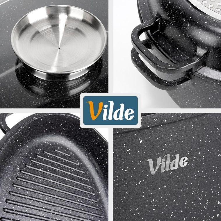 Vilde, Granitica, brytfanna granitowa z pokrywką 3w1, 8+3,2l, 39-26,5-18 cm