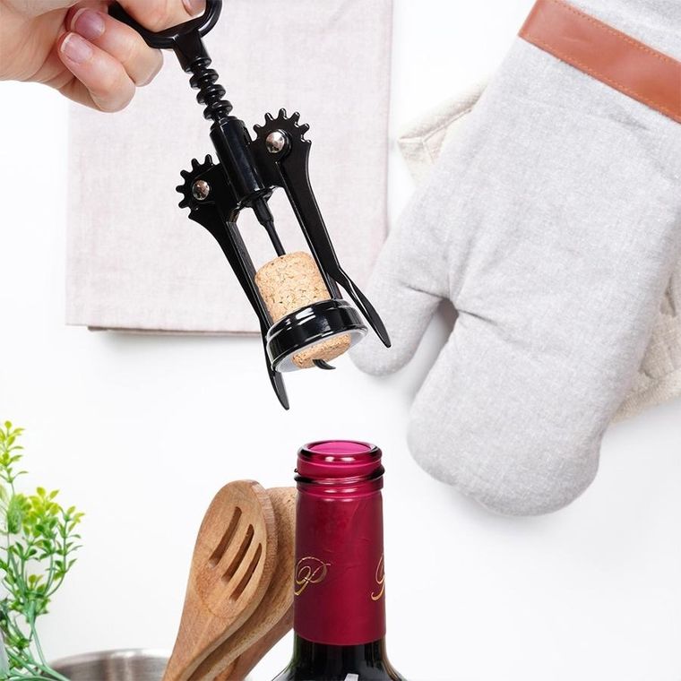 Vilde, korkociąg do wina, metalowy czarny, 16 cm