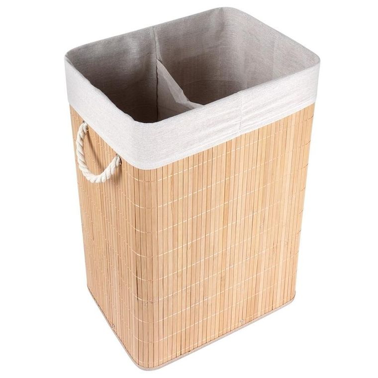 Vilde, kosz na pranie bambusowy beżowy, 70 l