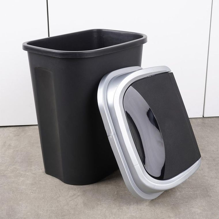 Vilde, kosz na śmieci plastikowy, czarny, 25 l
