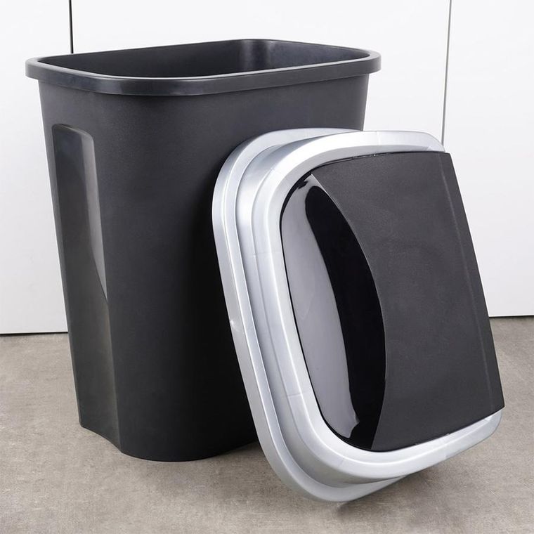 Vilde, kosz na śmieci plastikowy, czarny, 50 l