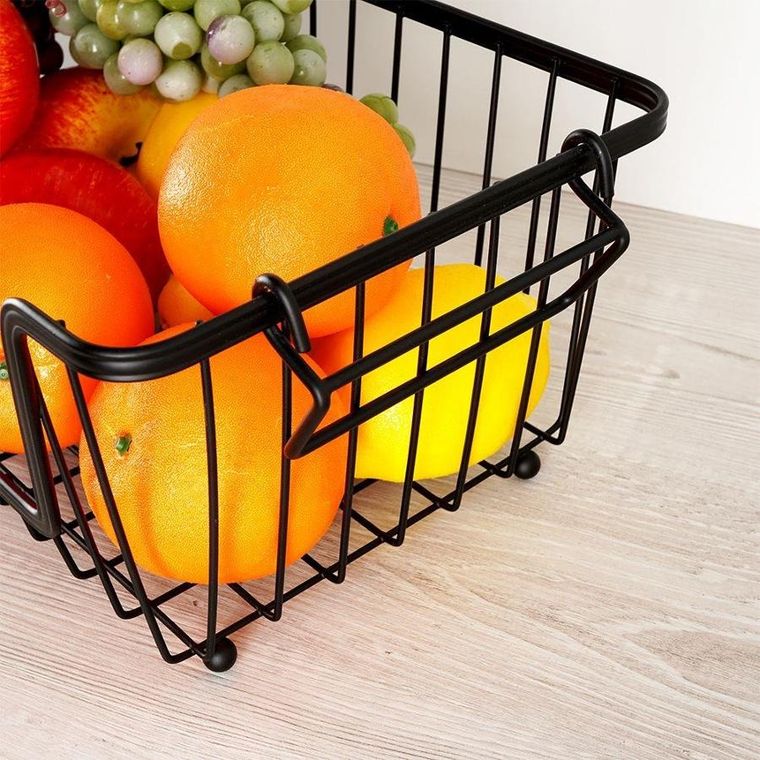 Vilde, koszyk na owoce i warzywa, metalowy, czarny loft, 32-20-13.5 cm