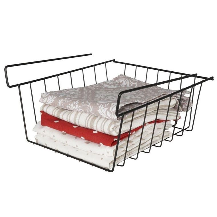 Vilde, koszyk podwieszany pod półkę, czarny metalowy loft, 27,5 cm