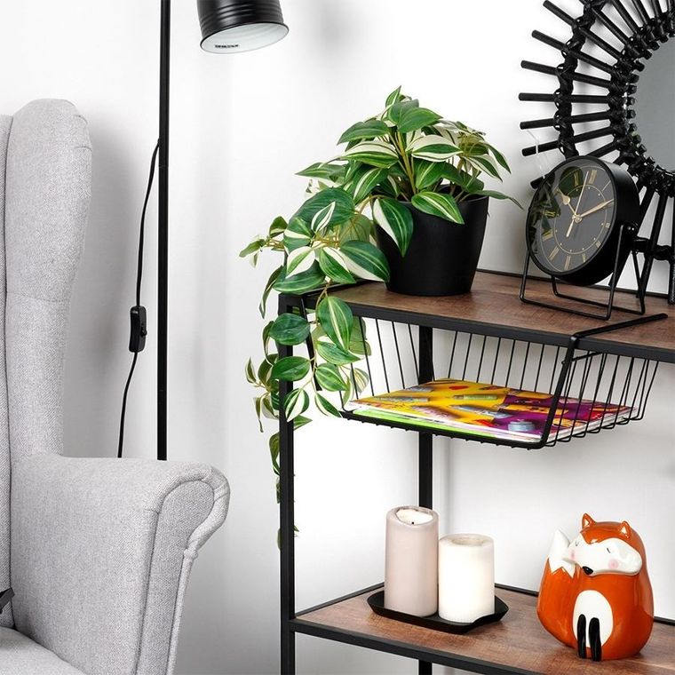 Vilde, koszyk podwieszany pod półkę, metalowy, czarny, 40,5-26,5-14,5 cm