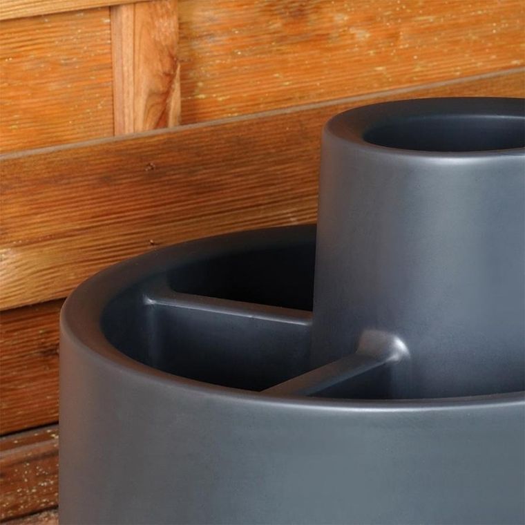 Vilde, kwietnik ogrodowy plastikowy, spiralny, czarny, 53-43,5-32,5 cm