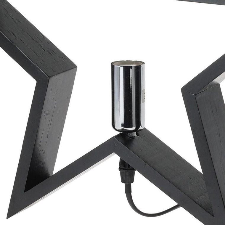 Vilde, lampa stołowa, gwiazda drewniana, czarna, 36.5-5.5-34.5 cm