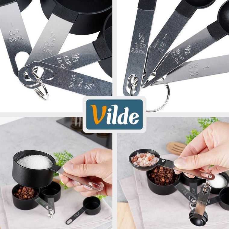 Vilde, miarki kuchenne, czarne, 8 szt.