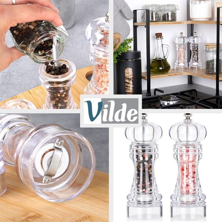 Vilde, młynek do pieprzu i soli, akrylowy, 16 cm, 2 szt.