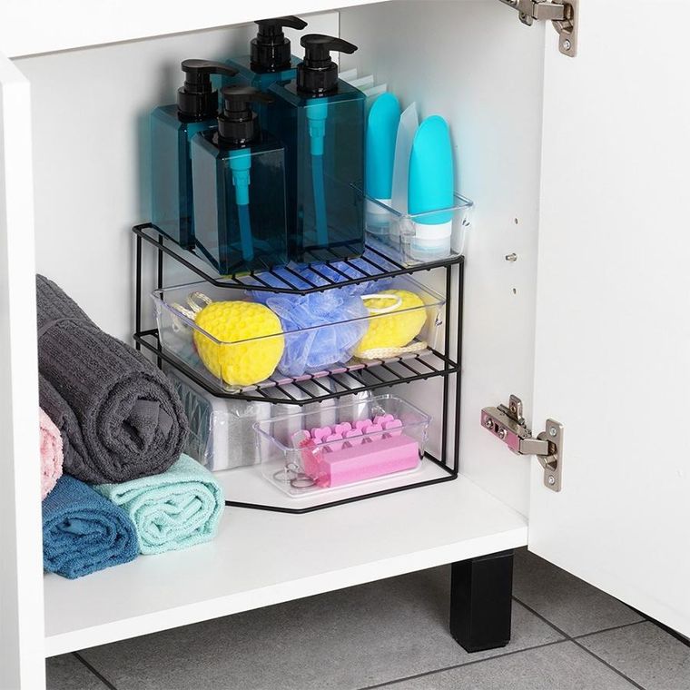 Vilde, narożna półka kuchenna, metalowa czarna