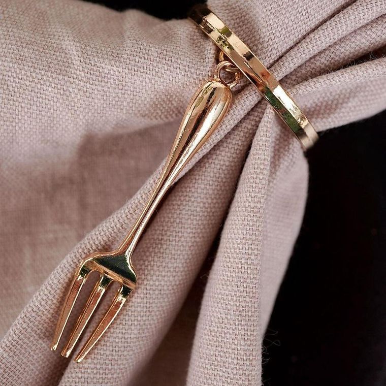 Vilde, obrączki na serwetki, metalowe złote sztućce, 4 szt.