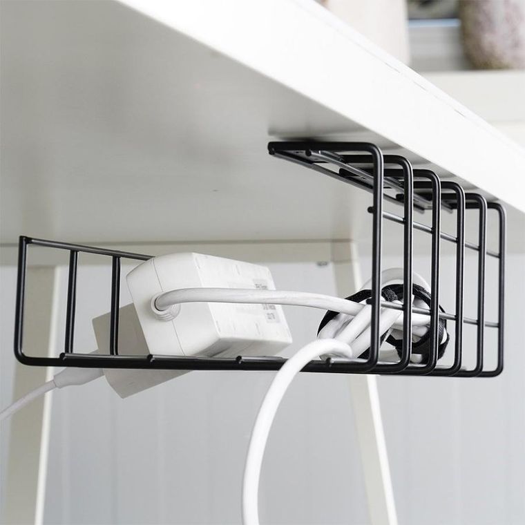 Vilde, organizer na kable pod blat biurka, metalowy czarny