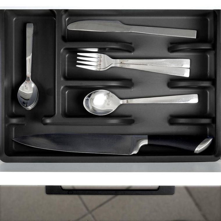 Vilde, organizer na sztućce, wkład do szuflady, czarny, 36-25,5-6 cm