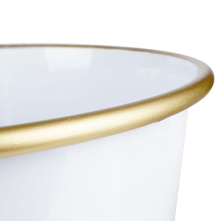 Vilde, osłonka doniczka, metalowa, biała złota, świąteczna, 16.5-15.5 cm