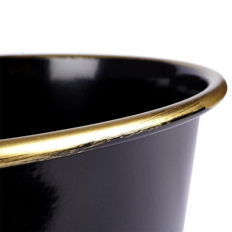 Vilde, osłonka doniczka, metalowa, czarna złota, świąteczna, 20.5-18 cm