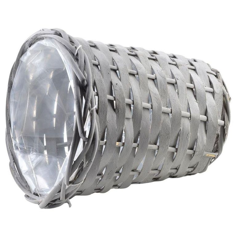 Vilde, osłonka na kwiaty, pleciona, szara, koszyk boho, 16-17 cm