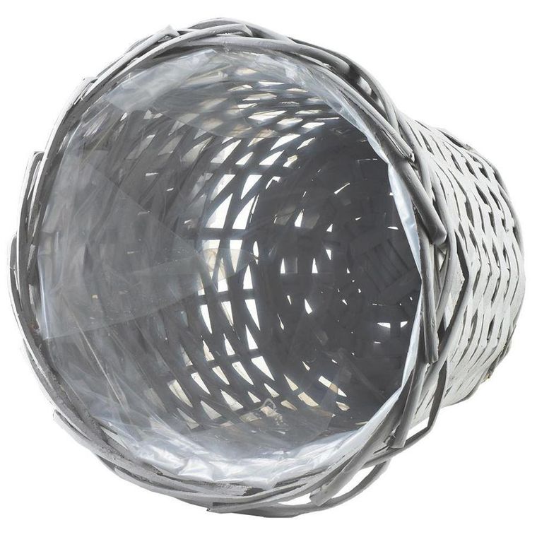 Vilde, osłonka na kwiaty, pleciona, szara, koszyk boho, 25-20 cm