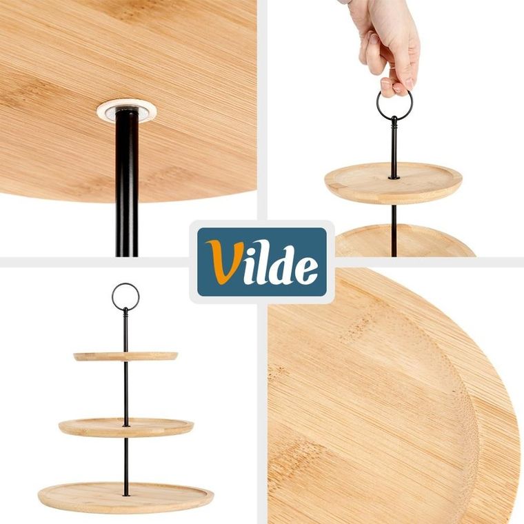 Vilde, patera bambusowa, 3-piętrowa, 34 cm