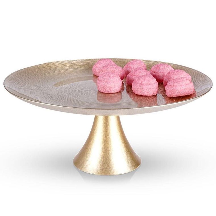 Vilde, patera na nóżce, szklana złota, 28 cm