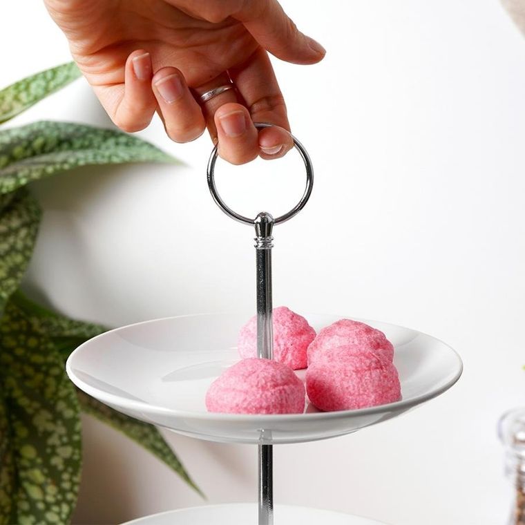 Vilde, patera porcelanowa, biała, 3-piętrowa, 34 cm